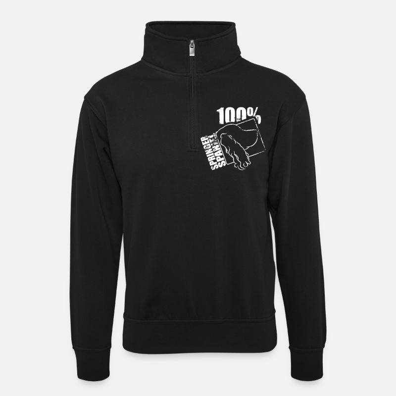 SPRINGER SPANIEL 100 - Unisex Pullover mit Zip-Kragen - Schwarz