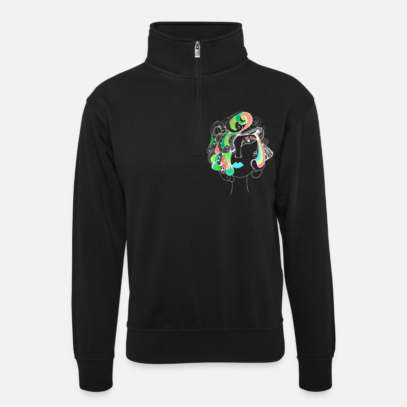 Damn it! Negative - Unisex sweater with zip collar - black