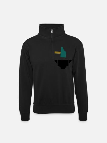 Hammer and anvil - Unisex sweater with zip collar - black