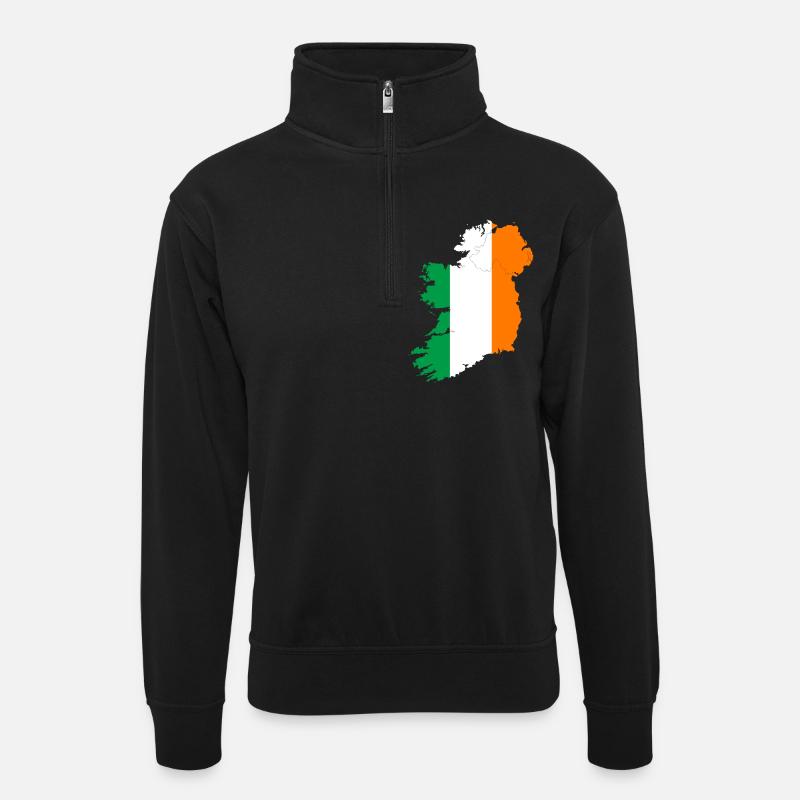 Irland - Unisex Pullover mit Zip-Kragen - Schwarz