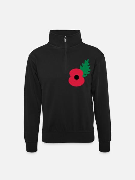 Mohnblüte by_patjila - Unisex Pullover mit Zip-Kragen - Schwarz