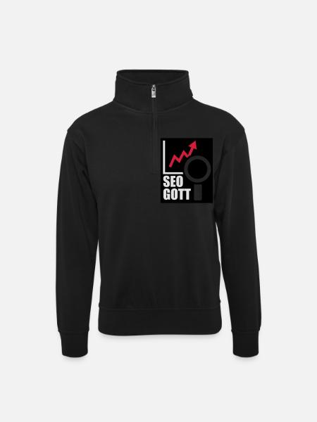 seo - Unisex Pullover mit Zip-Kragen - Schwarz