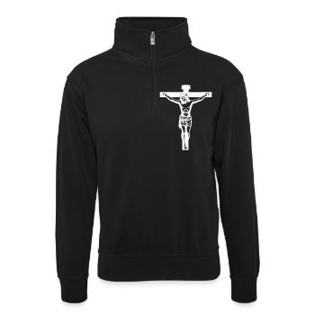 jesus kreuz - Unisex Pullover mit Zip-Kragen - Schwarz - Vorne