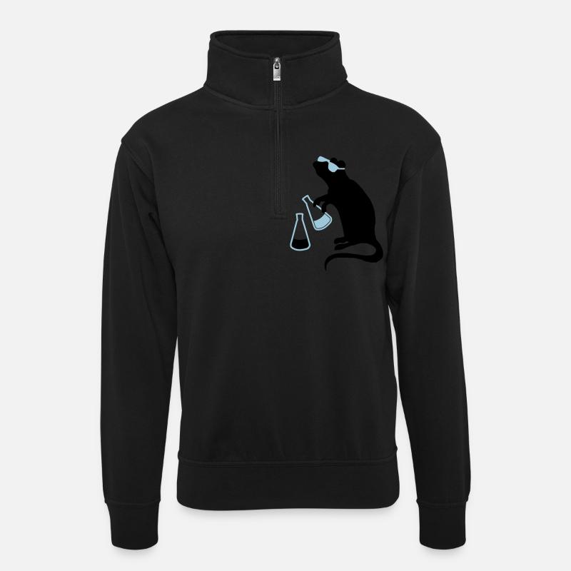 laborratte - Unisex Pullover mit Zip-Kragen - Schwarz