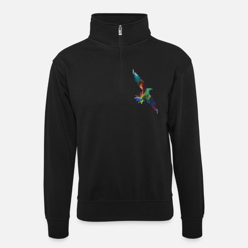 adler stencil bunt - Unisex Pullover mit Zip-Kragen - Schwarz