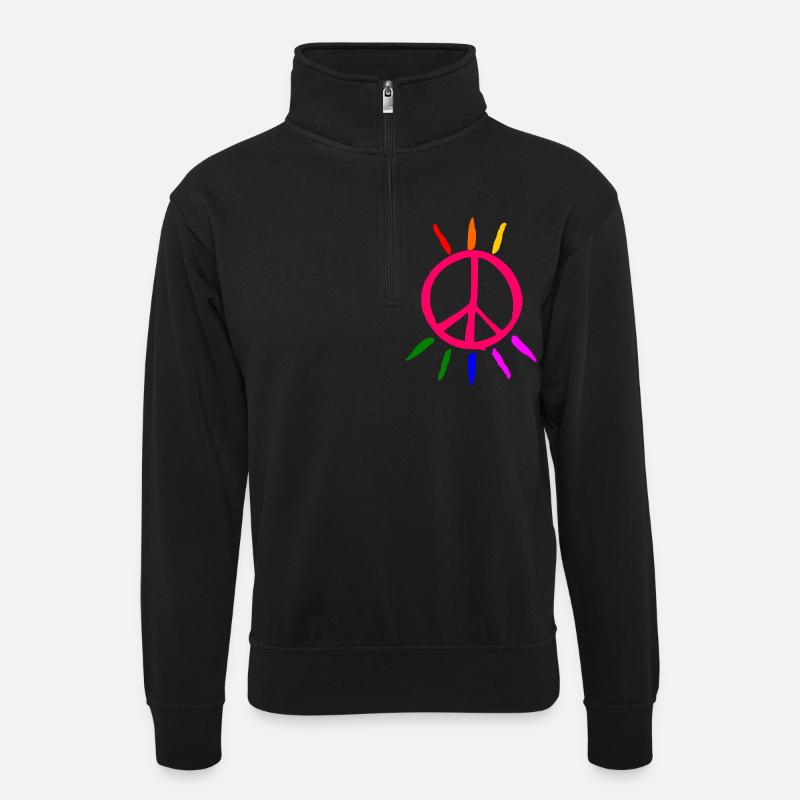 Lgbt Peacezeichen - Unisex Pullover mit Zip-Kragen - Schwarz