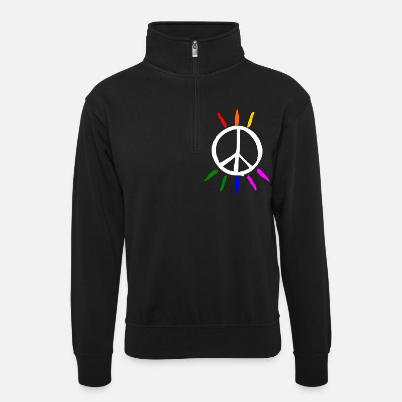 Peace - Unisex Pullover mit Zip-Kragen - Schwarz