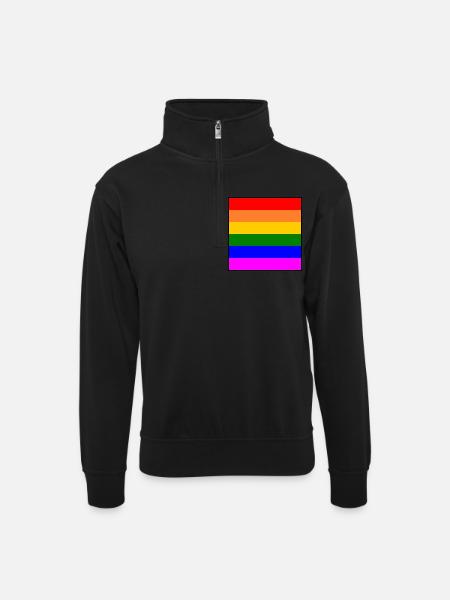 Rainbow - Unisex sweater with zip collar - black