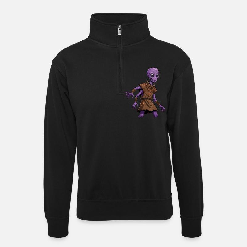 Alien 1 - Unisex Pullover mit Zip-Kragen - Schwarz