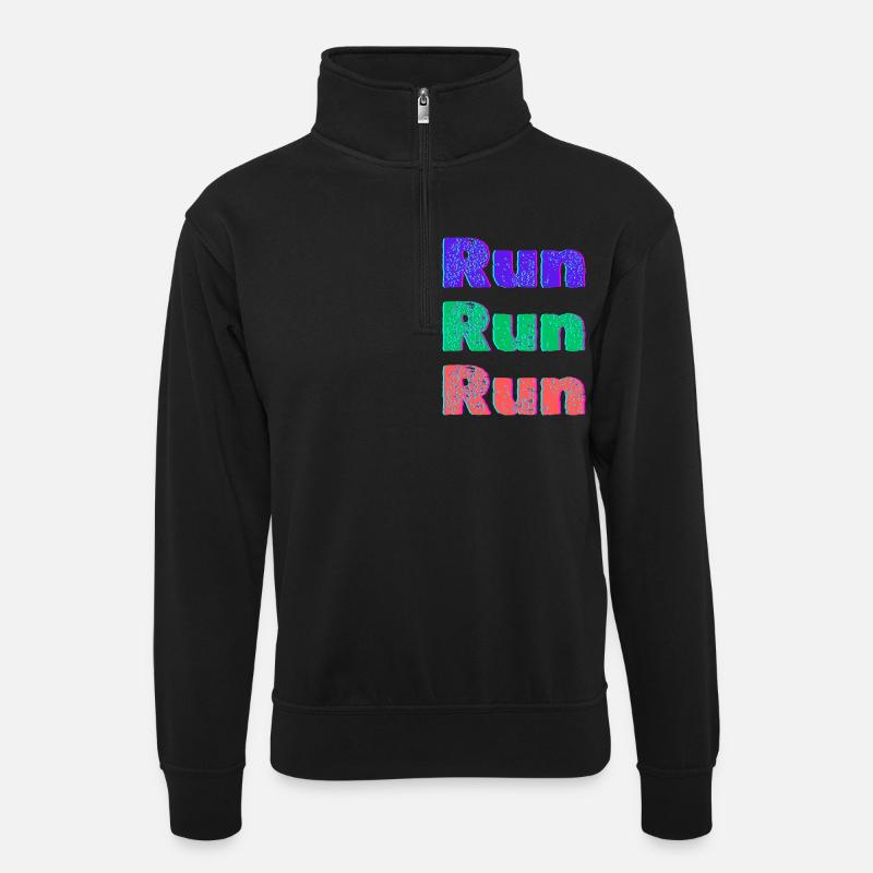 Run run run - Unisex sweater with zip collar - black
