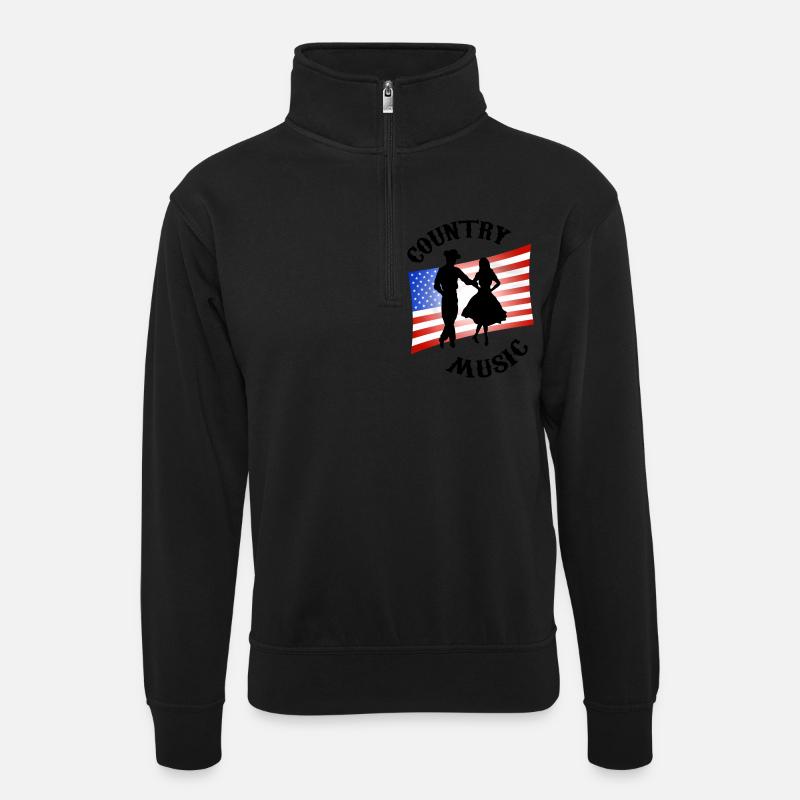Country-Musik - Unisex Pullover mit Zip-Kragen - Schwarz