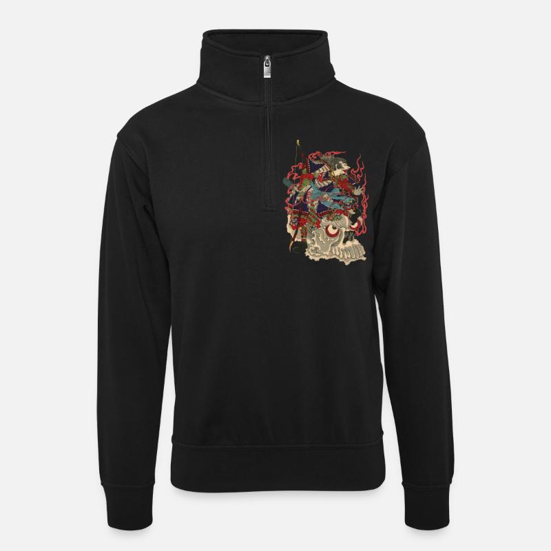 Skull Samurai - Sweat col montant zippé unisexe - noir