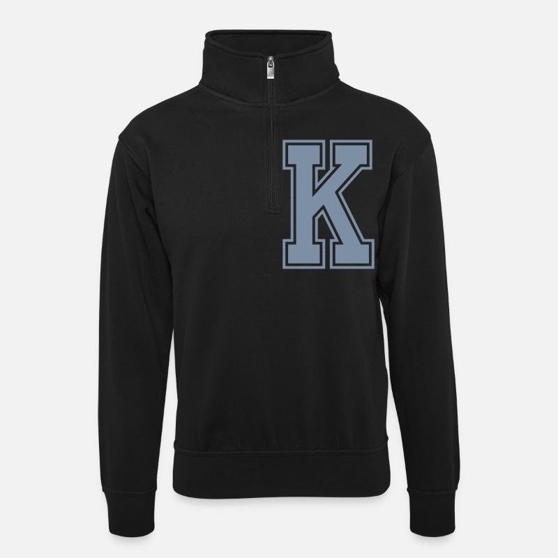 Buchstabe K - Unisex Pullover mit Zip-Kragen - Schwarz