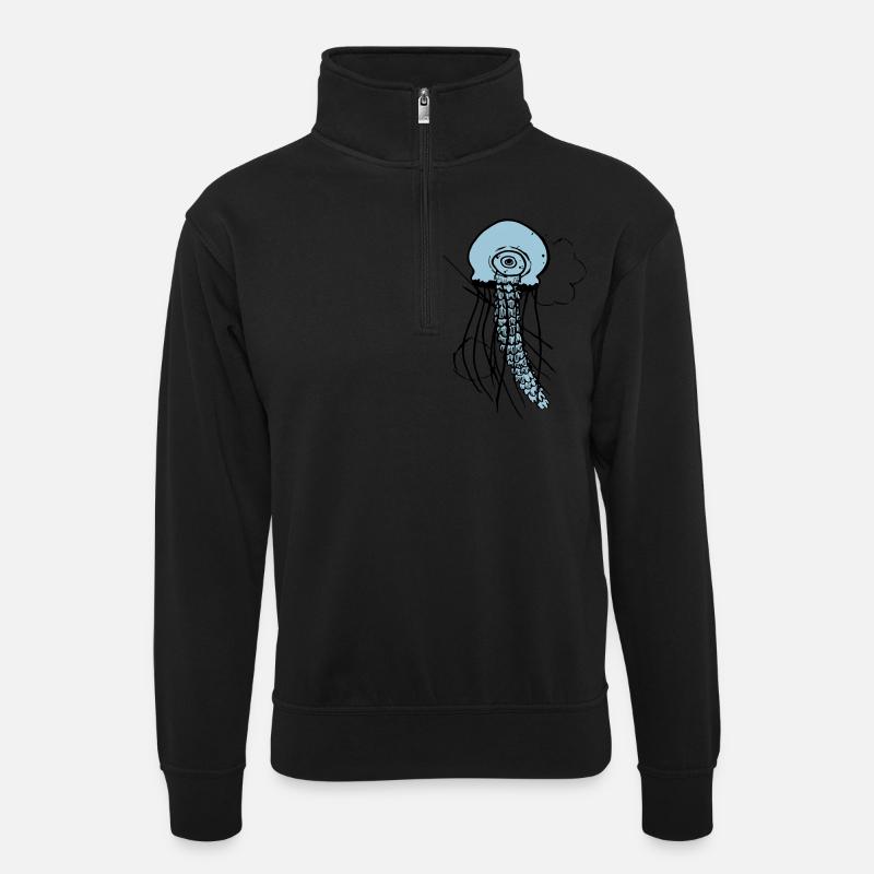 jellyfish - Unisex sweater with zip collar - black