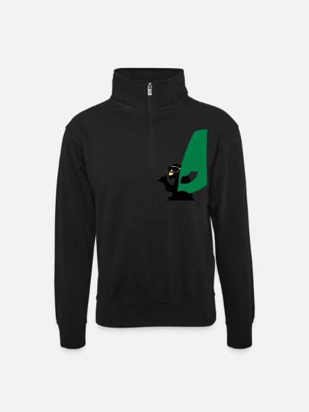 windsurfer monkey - Unisex sweater with zip collar - black