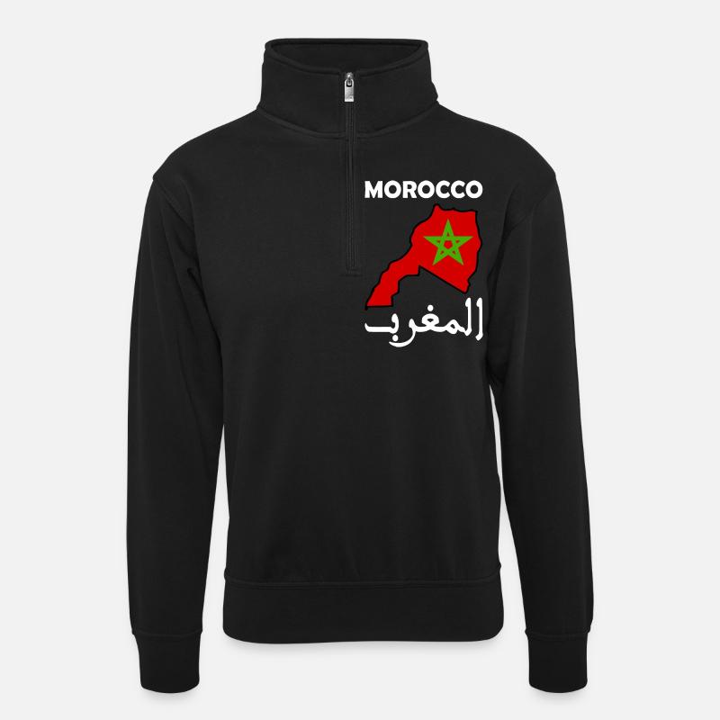 Maroc - Sweat col montant zippé unisexe - noir