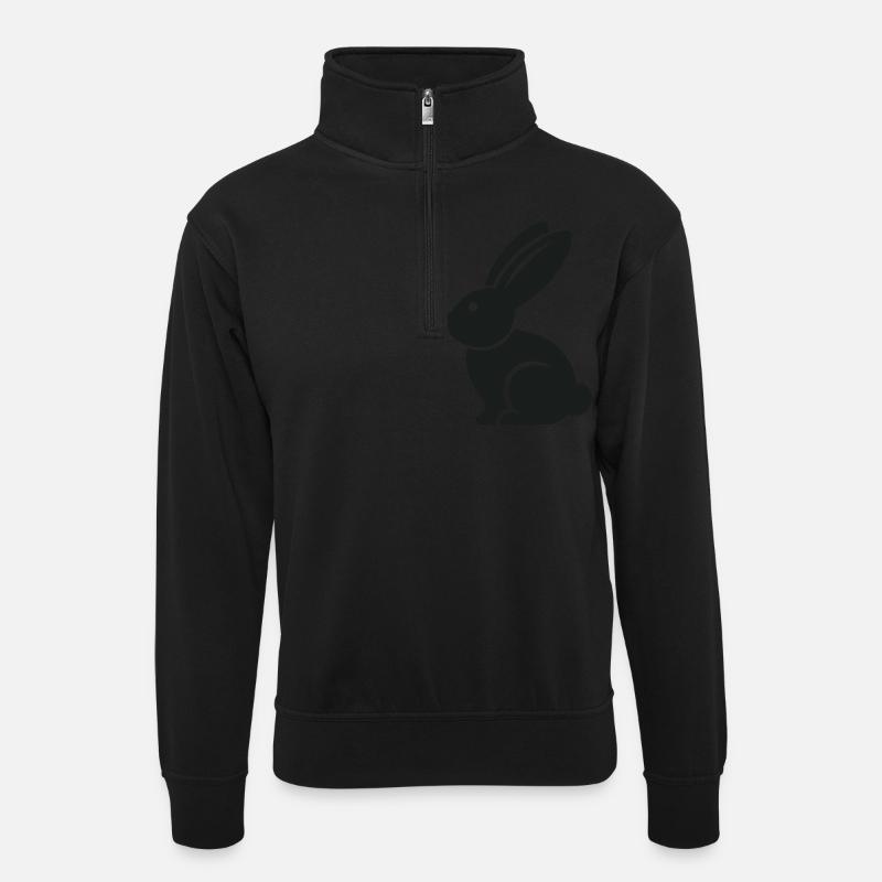 hase - Unisex Pullover mit Zip-Kragen - Schwarz