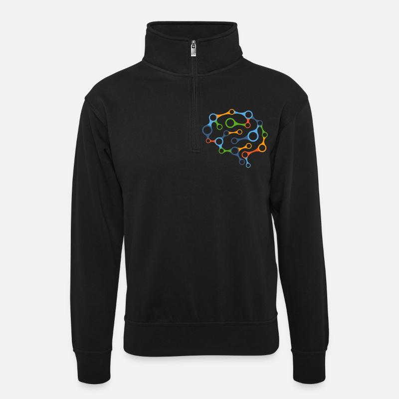 Brain network - Unisex sweater with zip collar - black