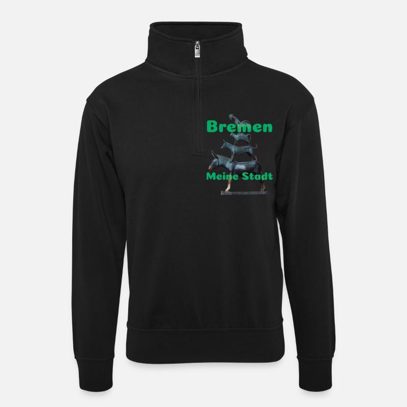 Bremen - Unisex Pullover mit Zip-Kragen - Schwarz