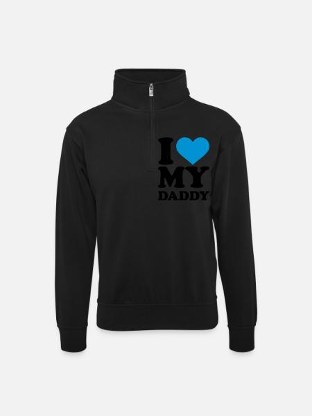 I love my Daddy - Unisex Pullover mit Zip-Kragen - Schwarz