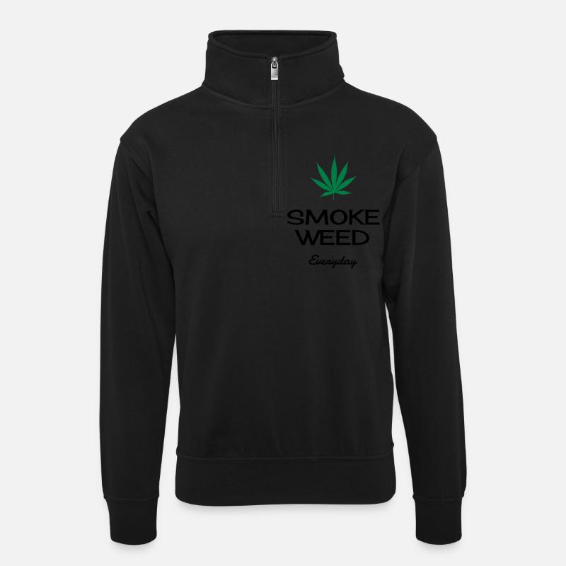Cannabis / Haschich / Marijuana / Reggae / Rasta - Sweat col montant zippé unisexe - noir