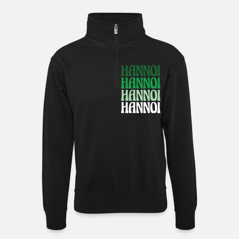Hannoi Hannover Dialekt Geschenk - Unisex Pullover mit Zip-Kragen - Schwarz