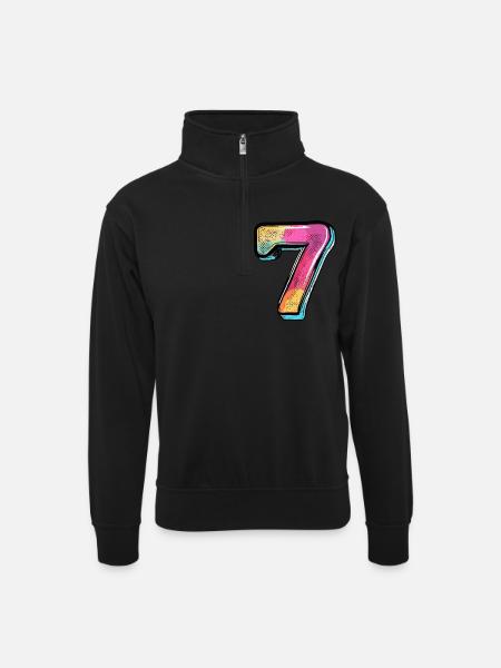 7 Number Comic - Unisex sweater with zip collar - black