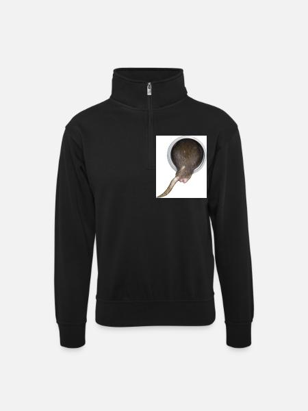 Ratte im Rohr hinter - Unisex Pullover mit Zip-Kragen - Schwarz