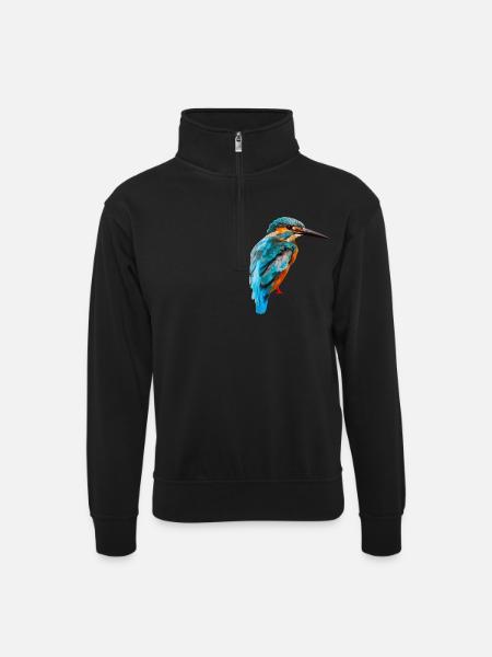 kingfisher - Unisex sweater with zip collar - black