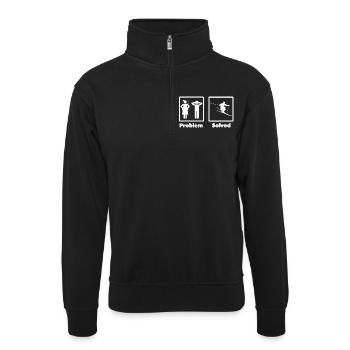 problem solved skiing ski - Unisex Pullover mit Zip-Kragen - Schwarz - Vorne
