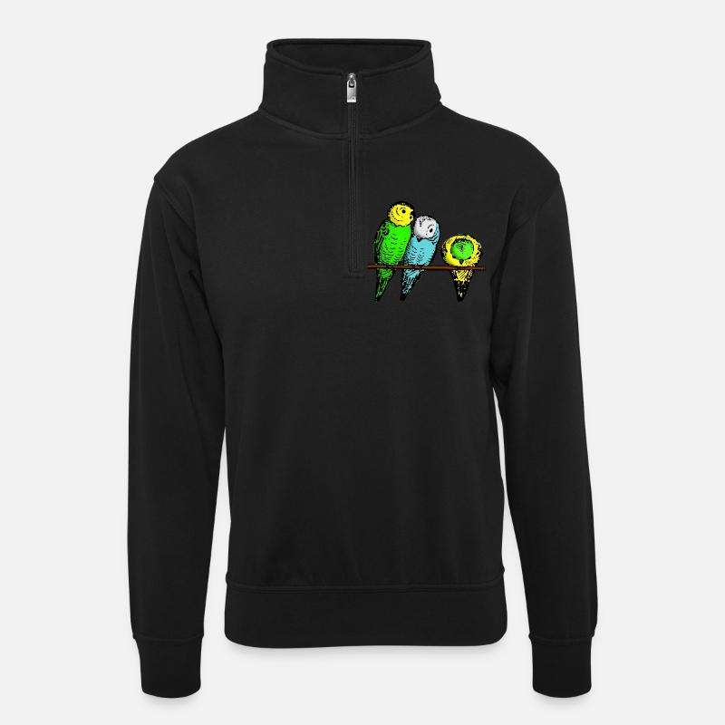 perruches - Sweat col montant zippé unisexe - noir