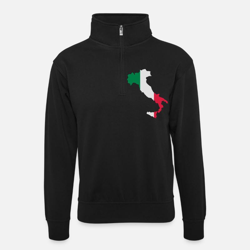 Italien - Unisex Pullover mit Zip-Kragen - Schwarz
