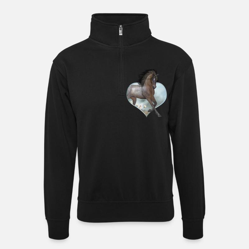 The Horse - Unisex Pullover mit Zip-Kragen - Schwarz