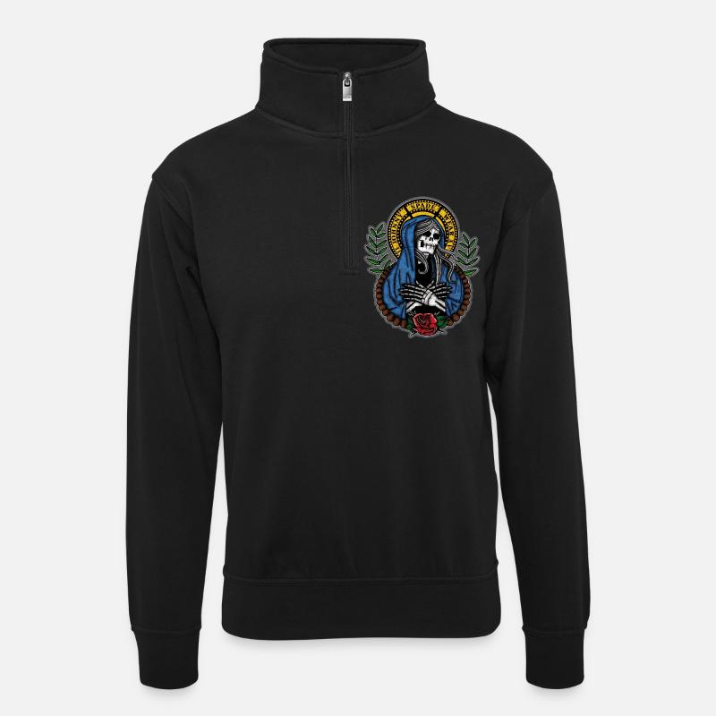 lady death - Unisex sweater with zip collar - black
