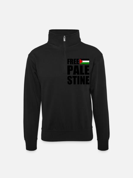 Free palestine - Unisex Pullover mit Zip-Kragen - Schwarz