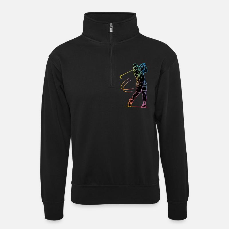 Golfer Silhouette Golf - Unisex sweater with zip collar - black
