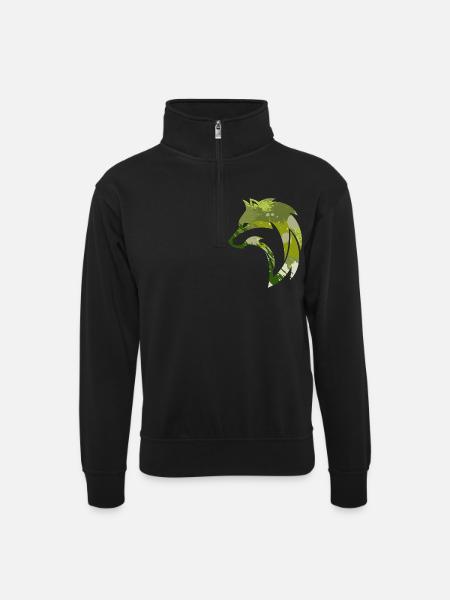 Wild Wolf Camouflage Pattern - Unisex sweater with zip collar - black