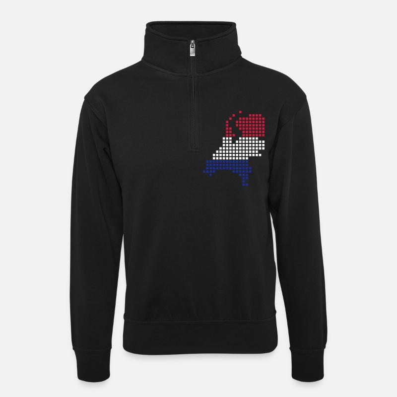 Holland - Niederlande - Unisex Pullover mit Zip-Kragen - Schwarz
