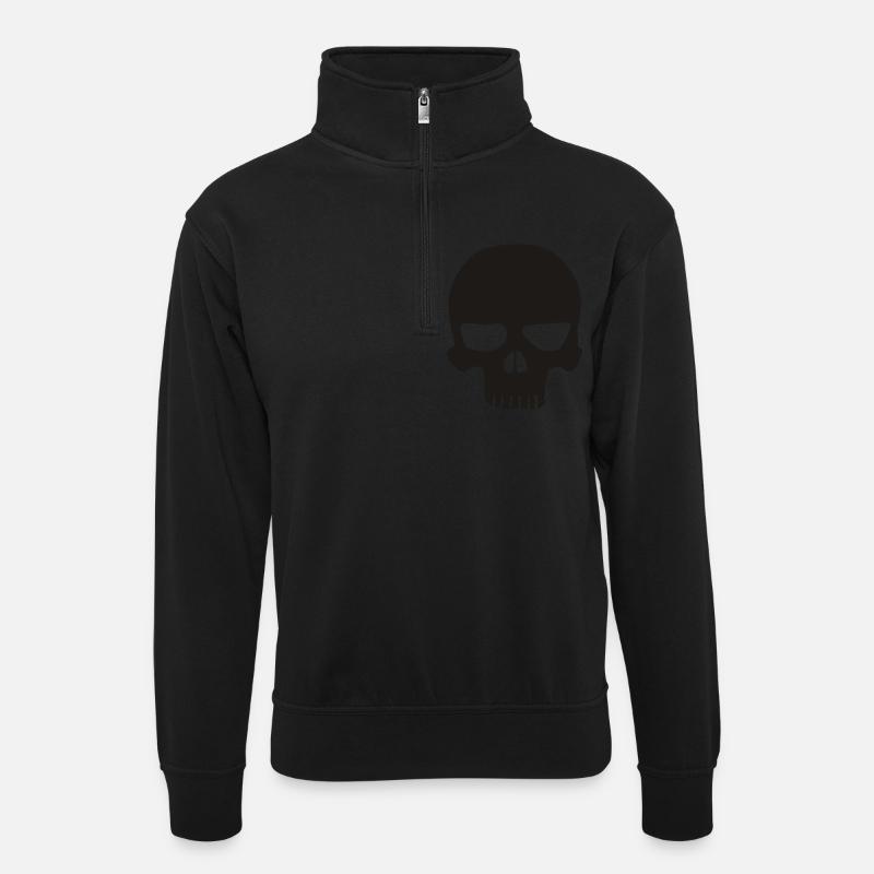 Skull - Unisex Pullover mit Zip-Kragen - Schwarz