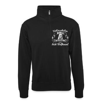 Irish Wolfhound - Unisex Pullover mit Zip-Kragen - Schwarz - Vorne