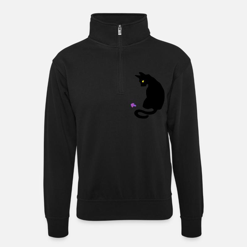 Chat - Sweat col montant zippé unisexe - noir