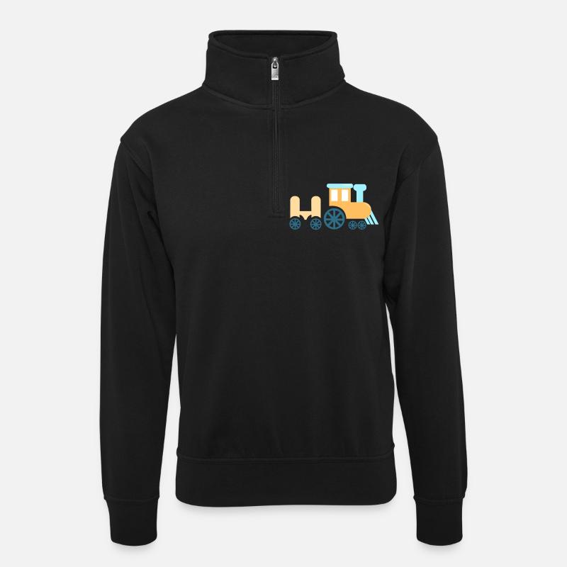 Lokomotive - Unisex Pullover mit Zip-Kragen - Schwarz