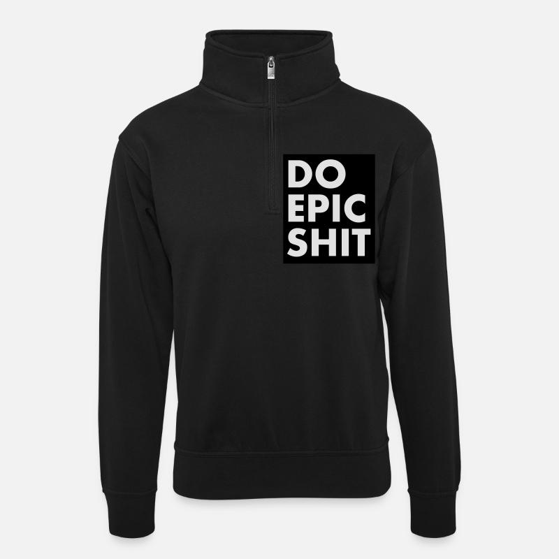 EO EPIC SHIT - Unisex sweater with zip collar - black