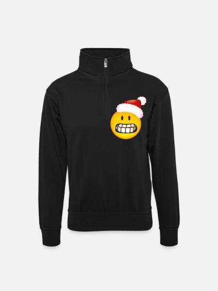 Smiley Glossy Desperate Christmas - Sweat col montant zippé unisexe - noir