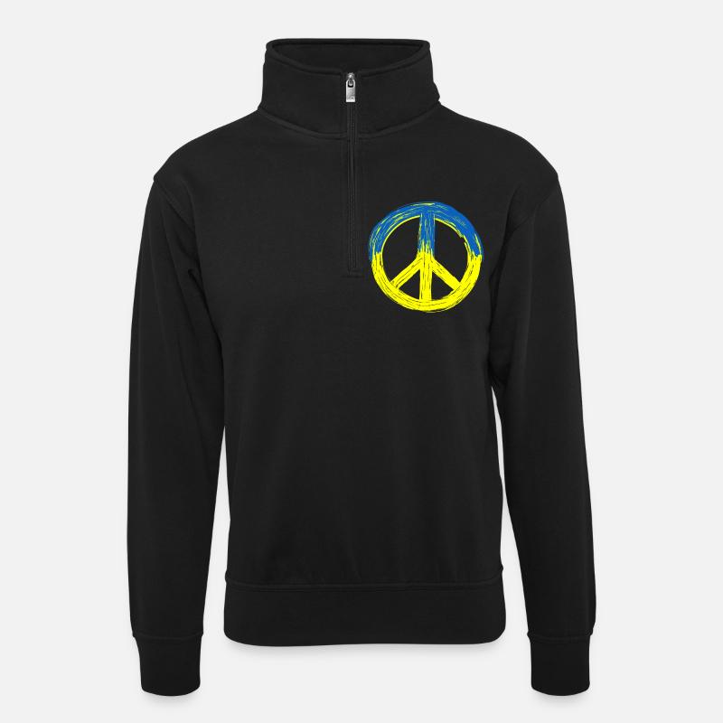 Frieden für die Ukraine - Unisex Pullover mit Zip-Kragen - Schwarz