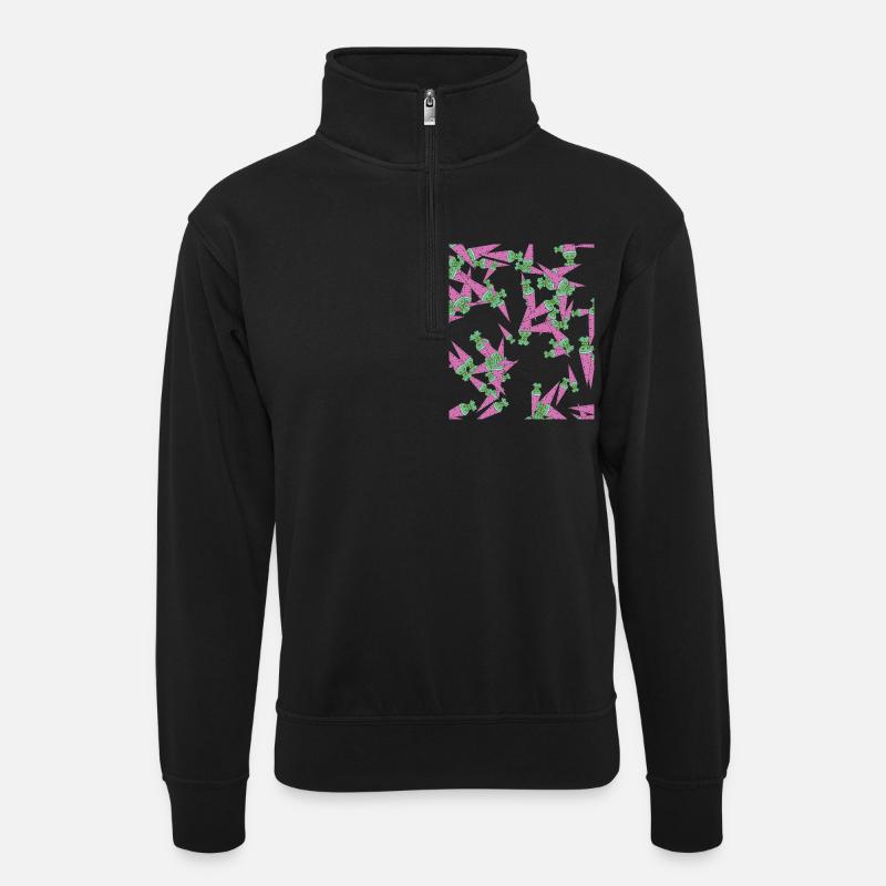 Schultüte Schulanfang - Unisex Pullover mit Zip-Kragen - Schwarz