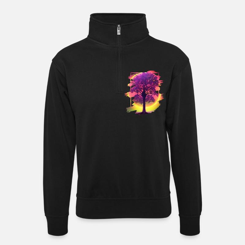Arbre - Sweat col montant zippé unisexe - noir