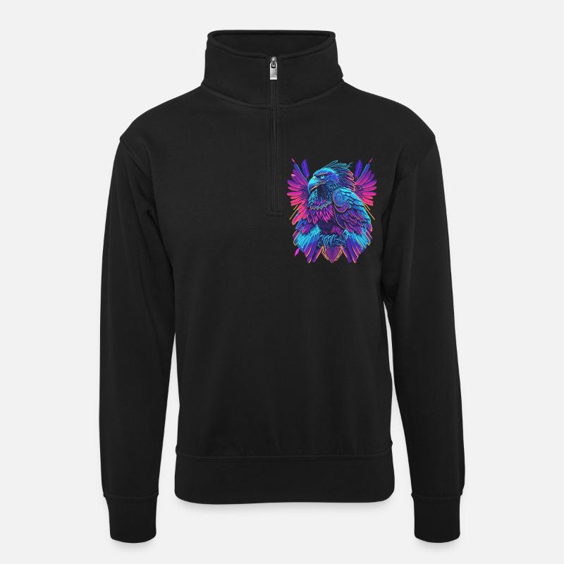 Neon Adler Synthwave Adler - Unisex sweater with zip collar - black