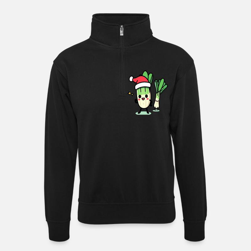 St. Nicholas kawaii leeks - Unisex sweater with zip collar - black