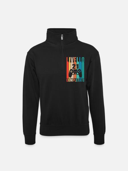 Unlocked Level 21 - Unisex sweater with zip collar - black
